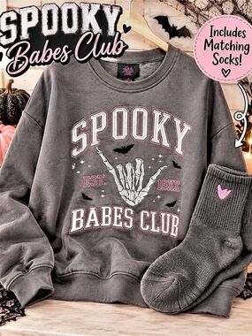 Local Hearts Club Spooky Babes Club Graphic Sweatshirt in Gray XL NWT